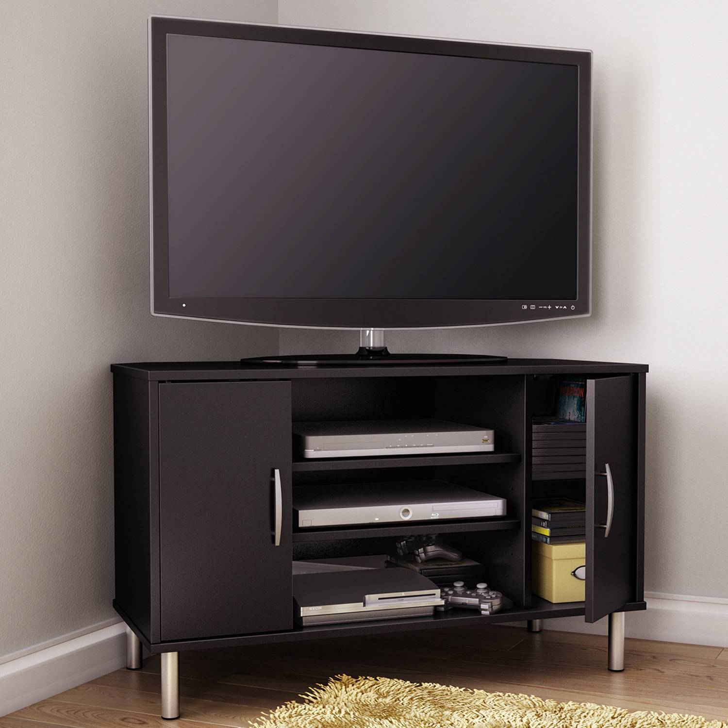 Featured Photo of 2024 Best of Black Wood Corner Tv Stands