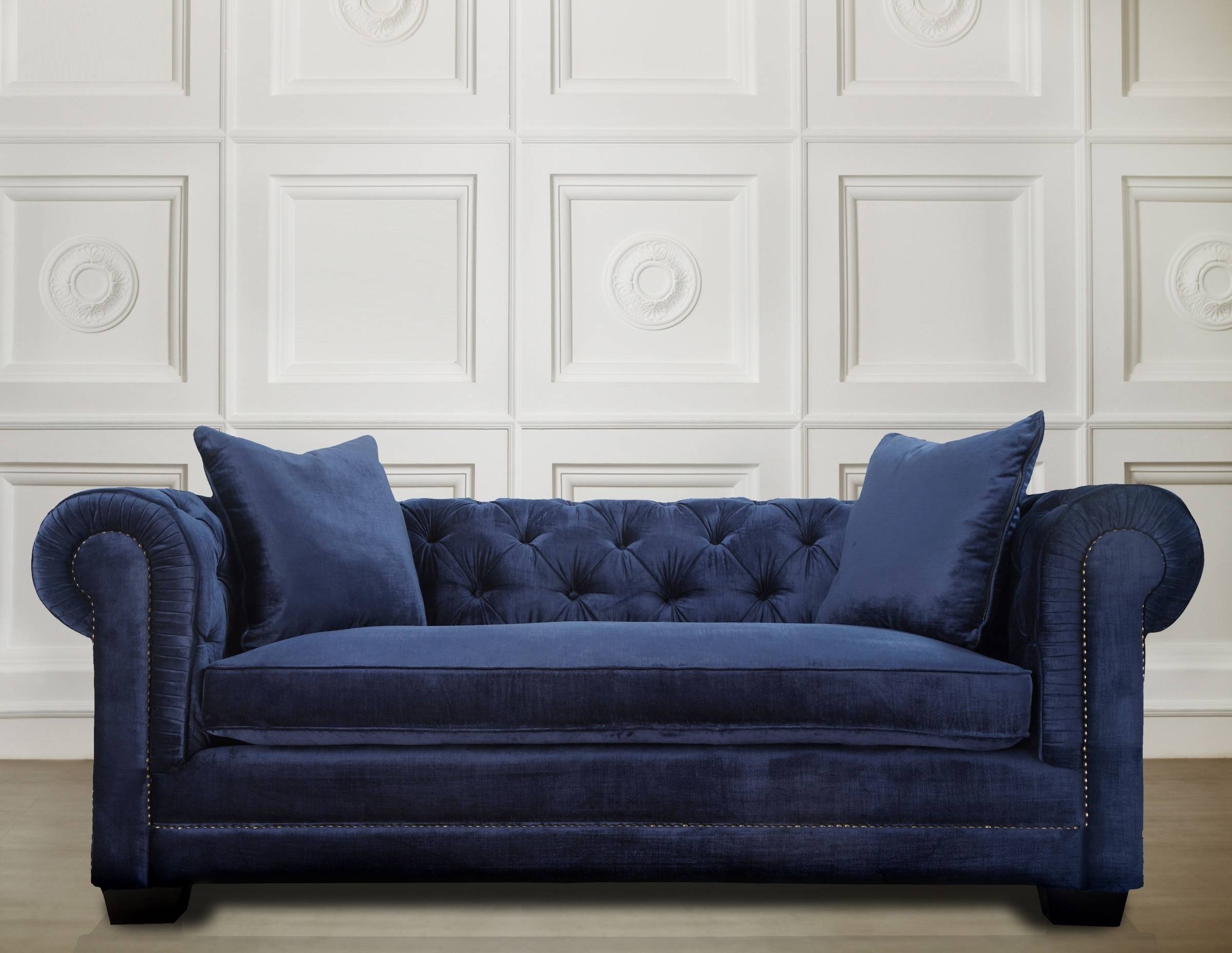 Stylish Blue Velvet Sofa Intended For Blue Velvet Tufted Sofas (Photo 1 of 15)