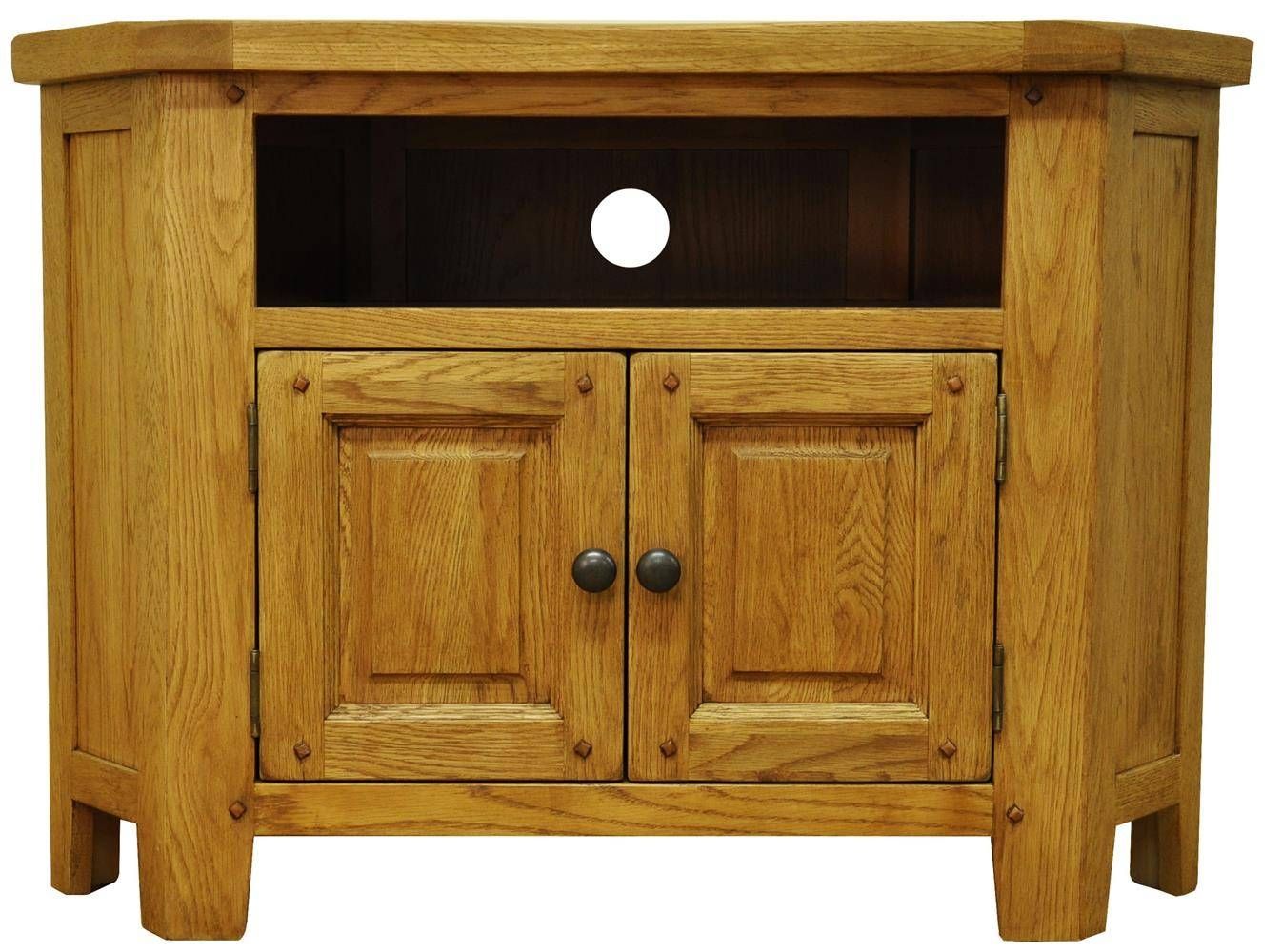 Tv Cabinets : Stanton Rustic Oak Corner Tv Unitstanton Rustic Oak With Corner Wooden Tv Cabinets (View 9 of 15)