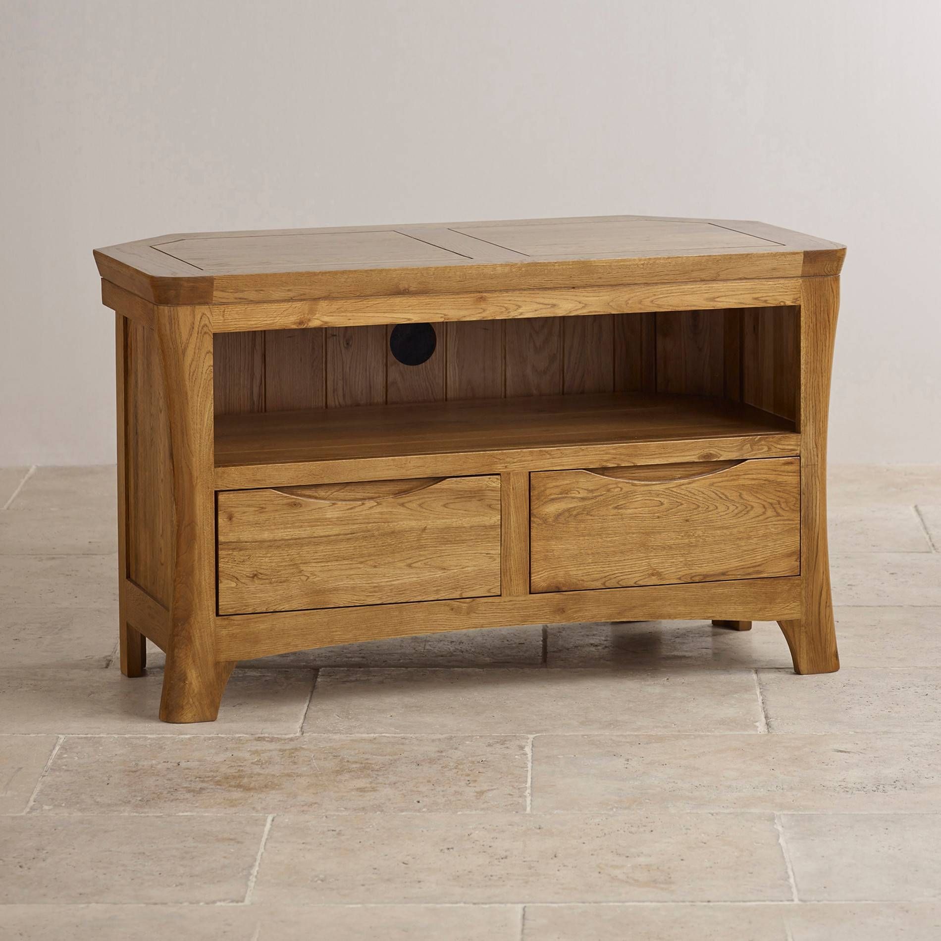 Tv Cabinets & Units | 100% Solid Oak | Oak Furniture Land With Regard To Corner Tv Tables Stands (Photo 12 of 15)