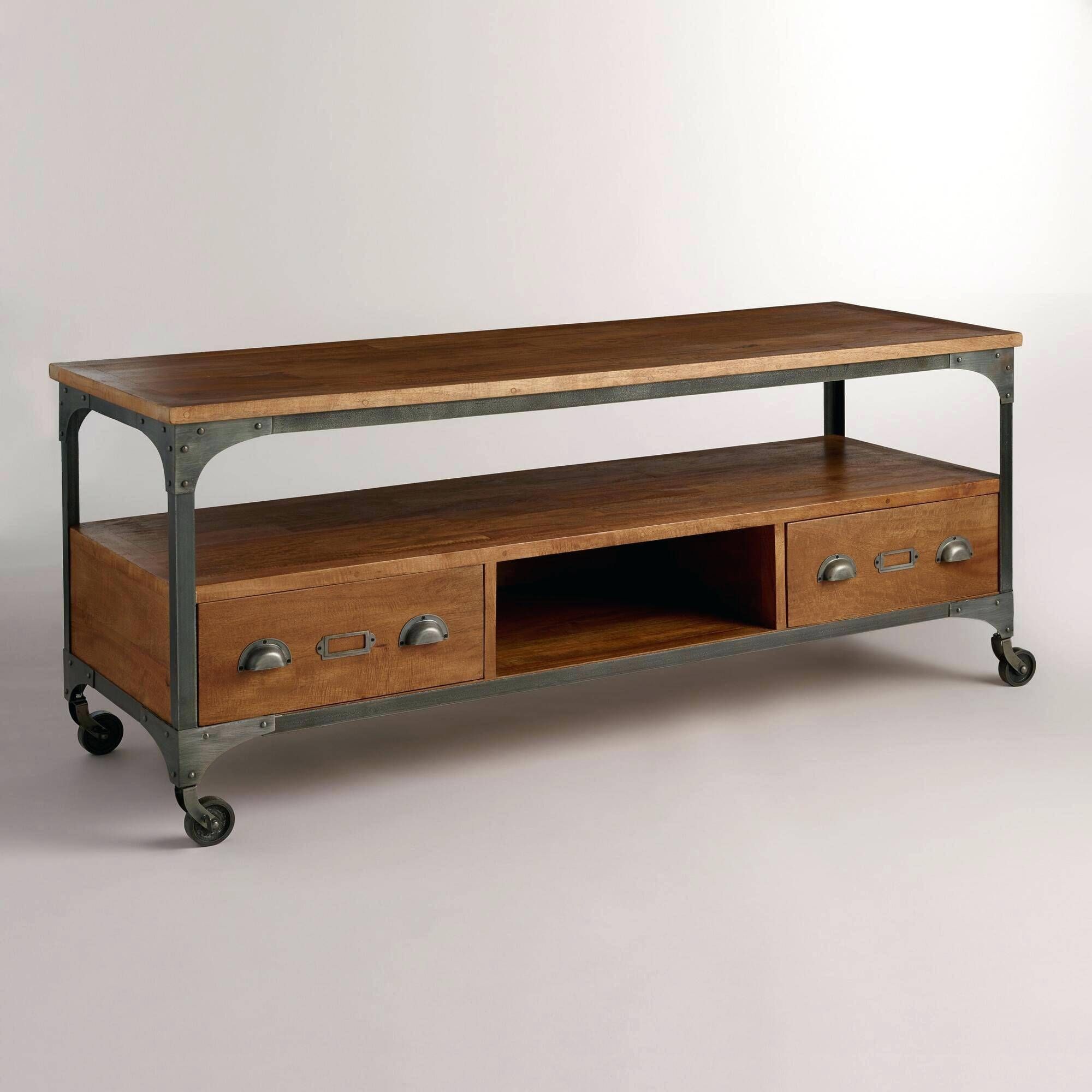Tv Stand : 97 Tv Stand Design Wood And Metal Aiden Media Stand Throughout Wood And Metal Tv Stands (Photo 6 of 15)