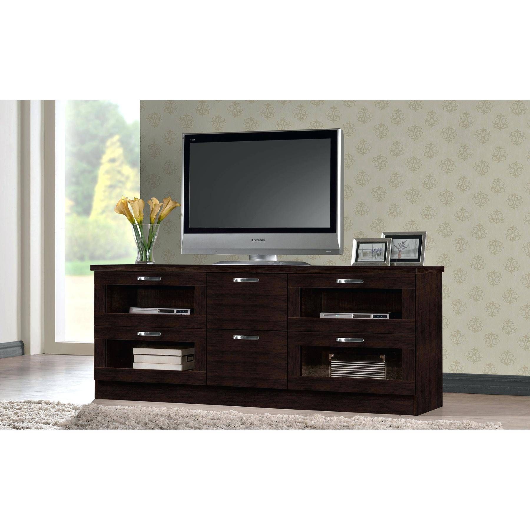 Tv Stand: Charming Dark Wood Tv Stand For Living Space. Dark Oak For Dark Wood Tv Cabinets (Photo 7 of 15)