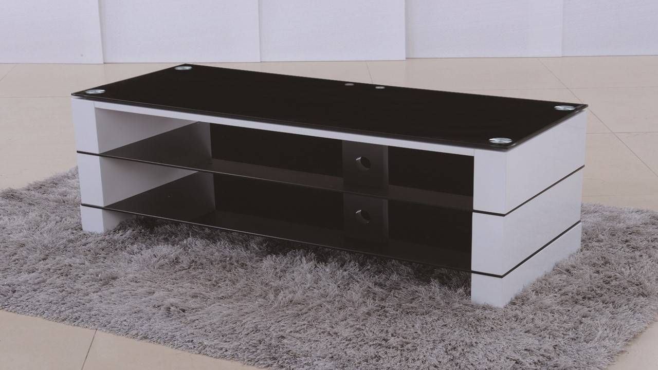 Tv Stand In White High Gloss Black Glass – Homegenies Inside Gloss Tv Stands (View 12 of 15)
