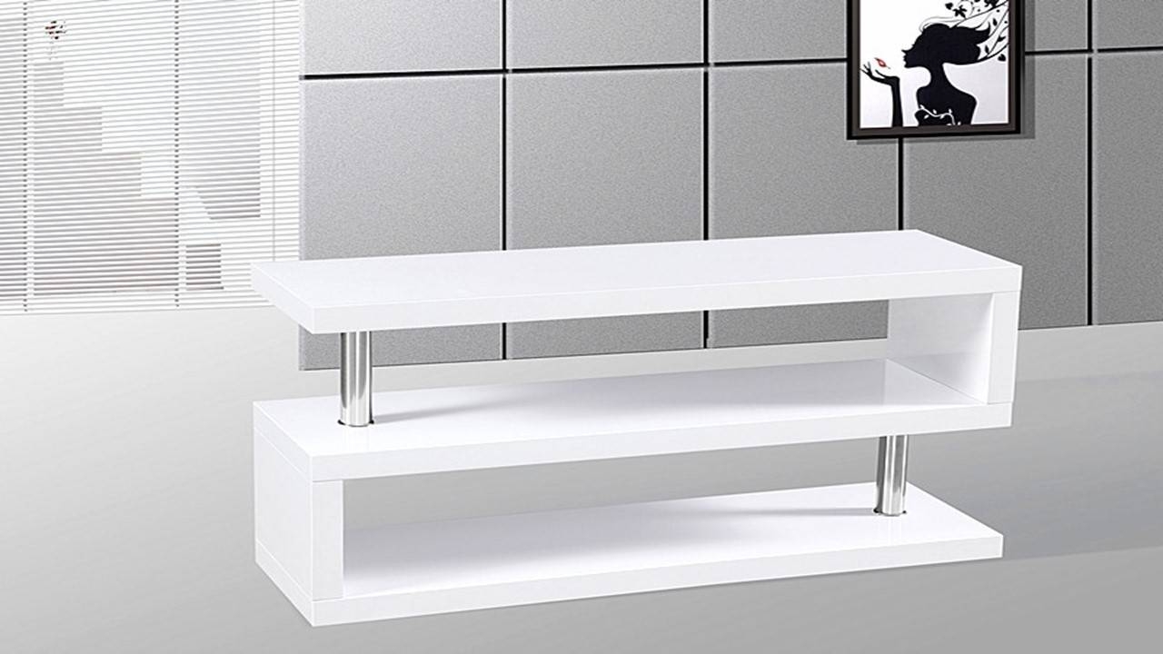 Tv Stand Unit In White High Gloss – Homegenies 2017 Regarding High Gloss White Tv Cabinets (Photo 1 of 15)