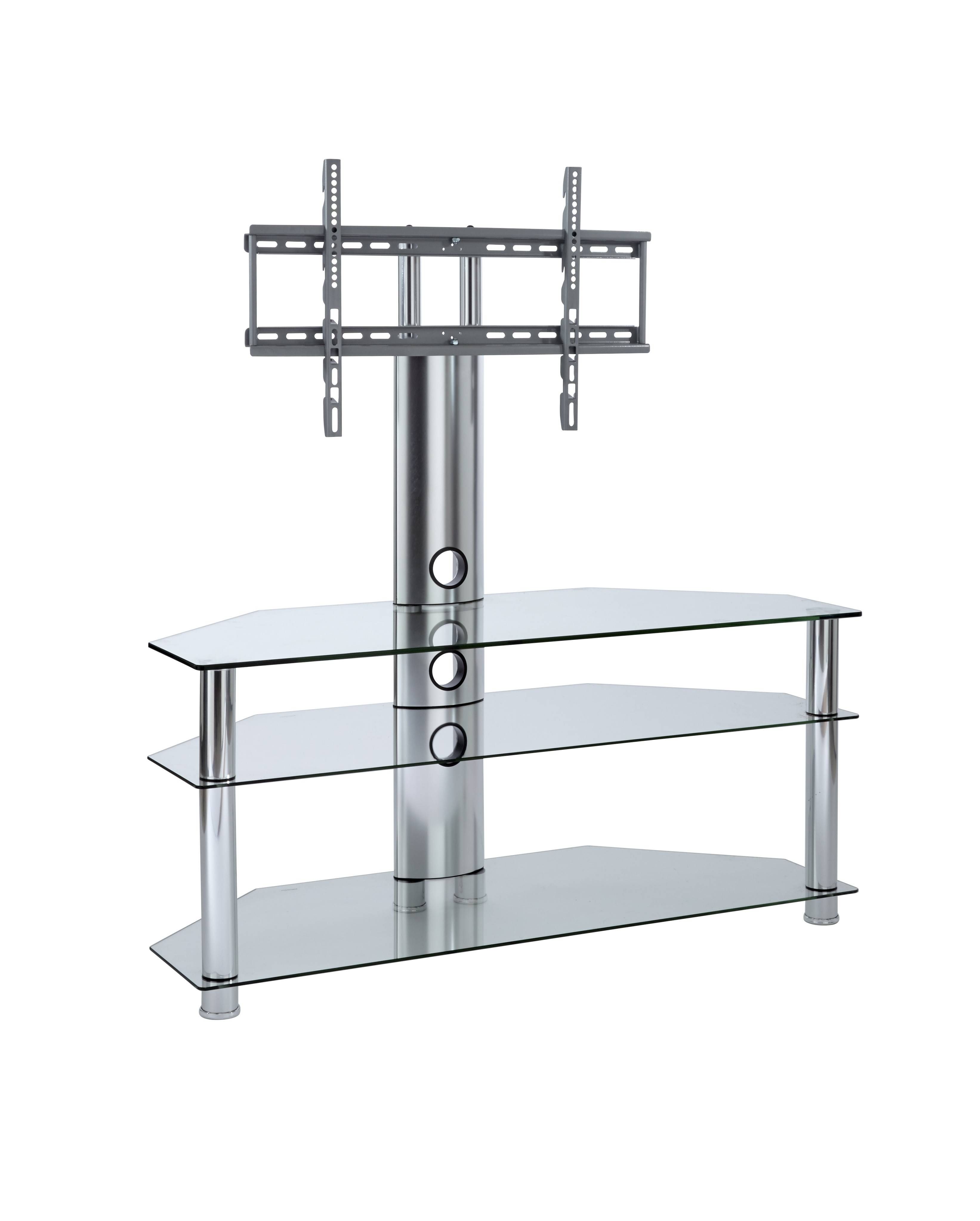Tv Stand With Mount | Clear Glass Cantilever Tv Stand Regarding White Glass Tv Stands (Photo 7 of 15)