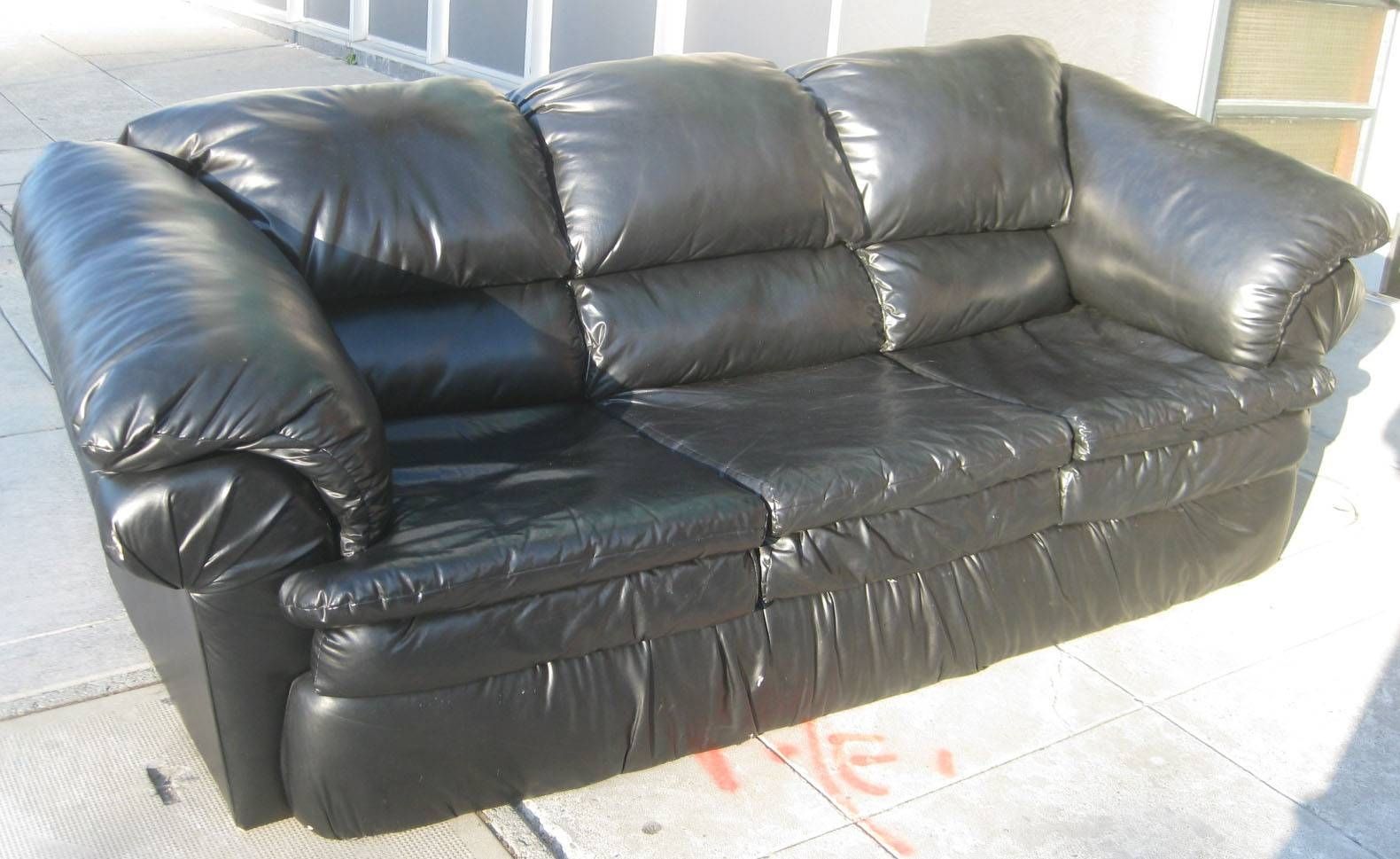 Uhuru Furniture & Collectibles: Sold – Black Vinyl Sofa – $85 In Black Vinyl Sofas (View 3 of 15)