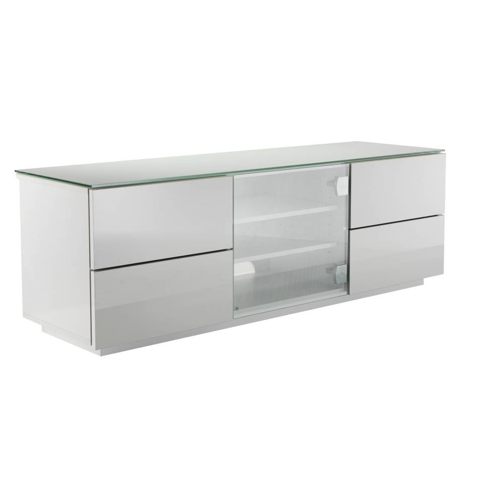 Ukcf London Designer High Gloss White Tv Stand With White Glass Pertaining To White Glass Tv Stands (Photo 4 of 15)