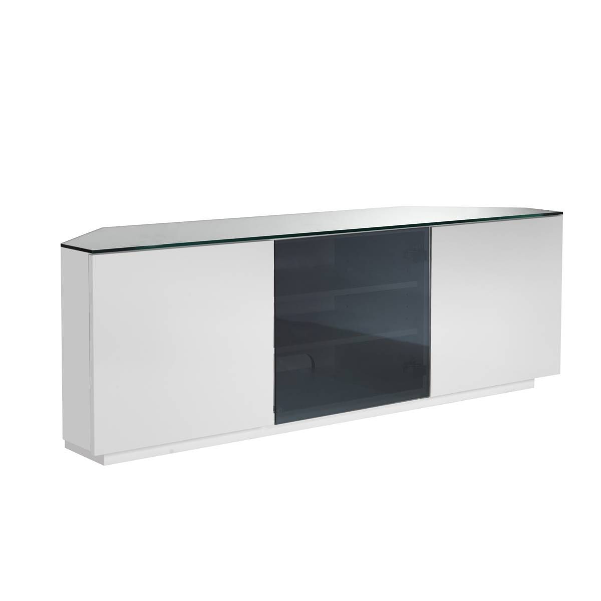 Ukcf Milan White Gloss & Black Glass Corner Tv Stand 150cm With Corner Tv Unit White Gloss (View 9 of 15)