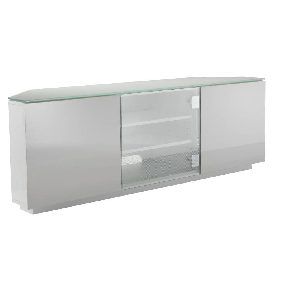 Ukcf Milan White Gloss Corner Tv Stand With White Glass 150cm,ukcf Pertaining To White Tv Cabinets (View 11 of 15)