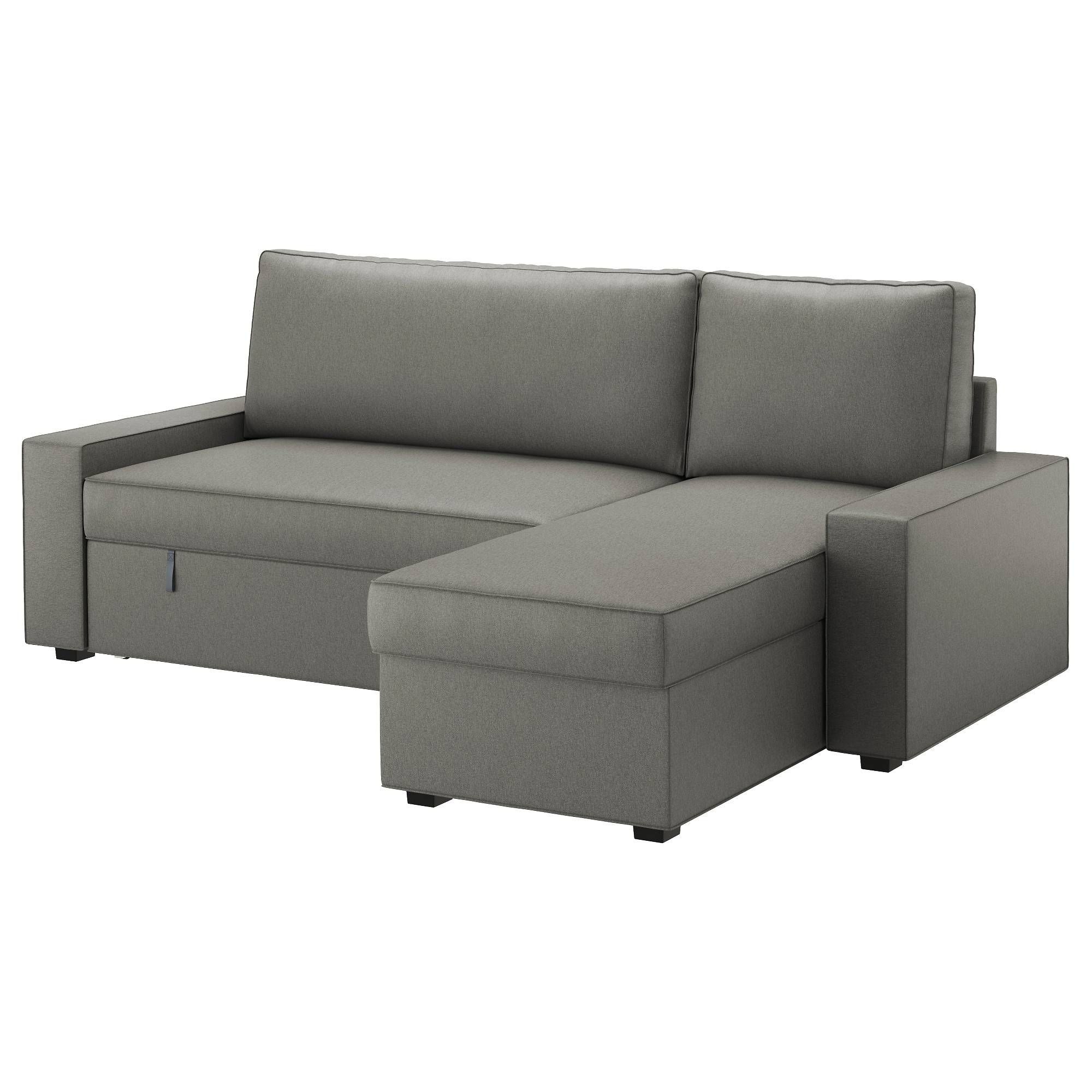 Vilasund Sofa Bed With Chaise Longue Borred Grey Green – Ikea With Regard To Chaise Longue Sofa Beds (Photo 1 of 15)