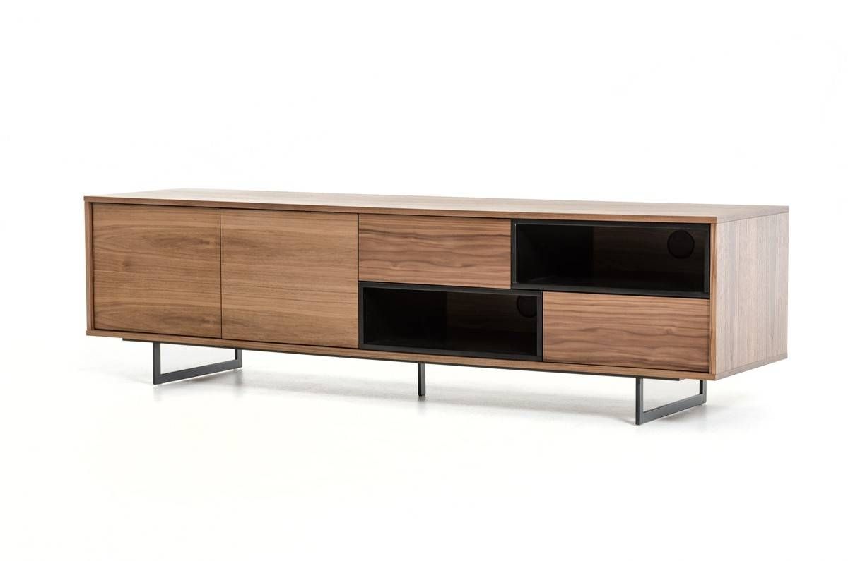 Walnut Tv Stand Media Storage With Drawers And Doors San Diego Pertaining To Walnut Tv Stands (Photo 1 of 15)