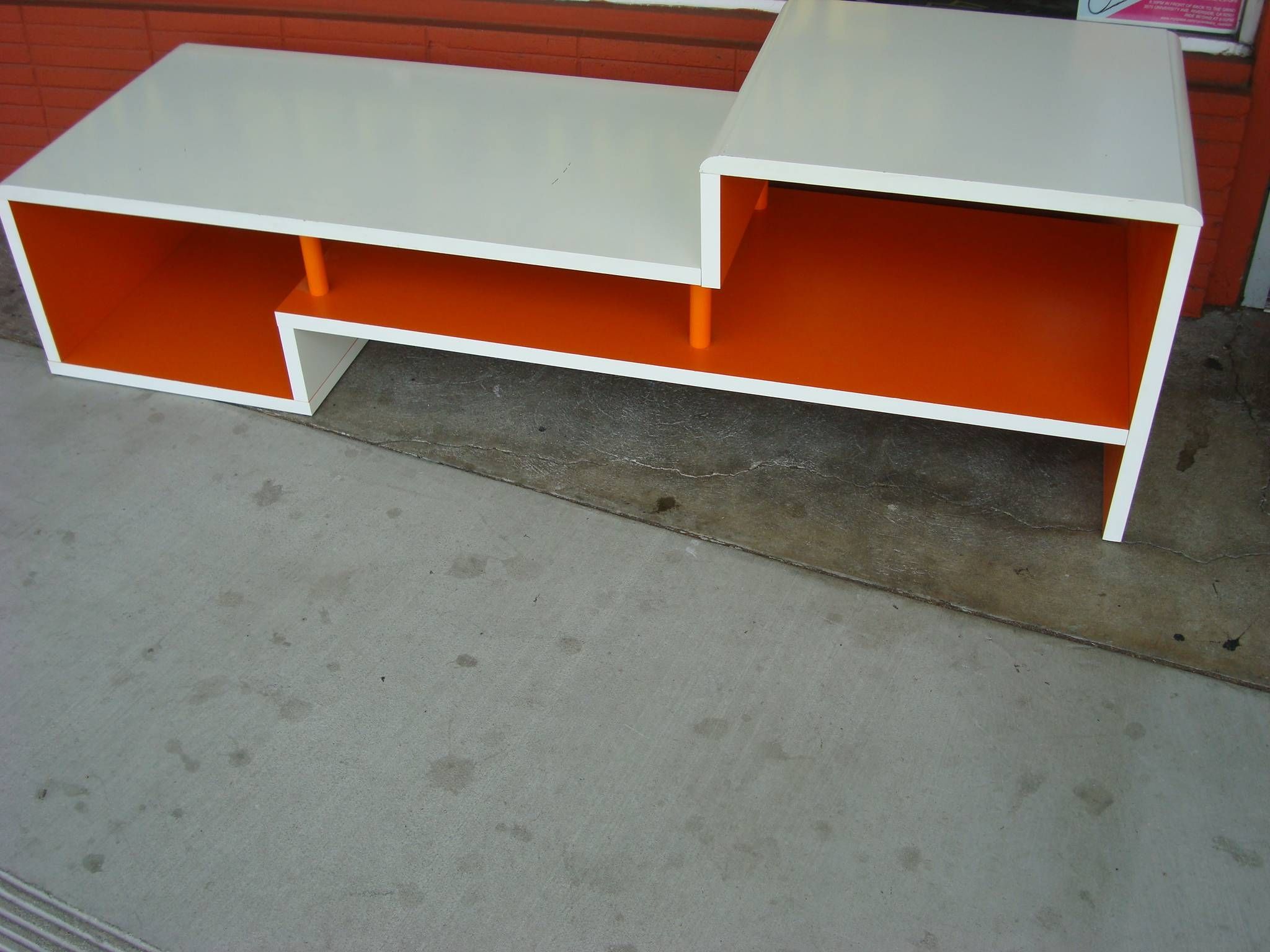 White And Orange Tv Stand/table $ (View 1 of 15)