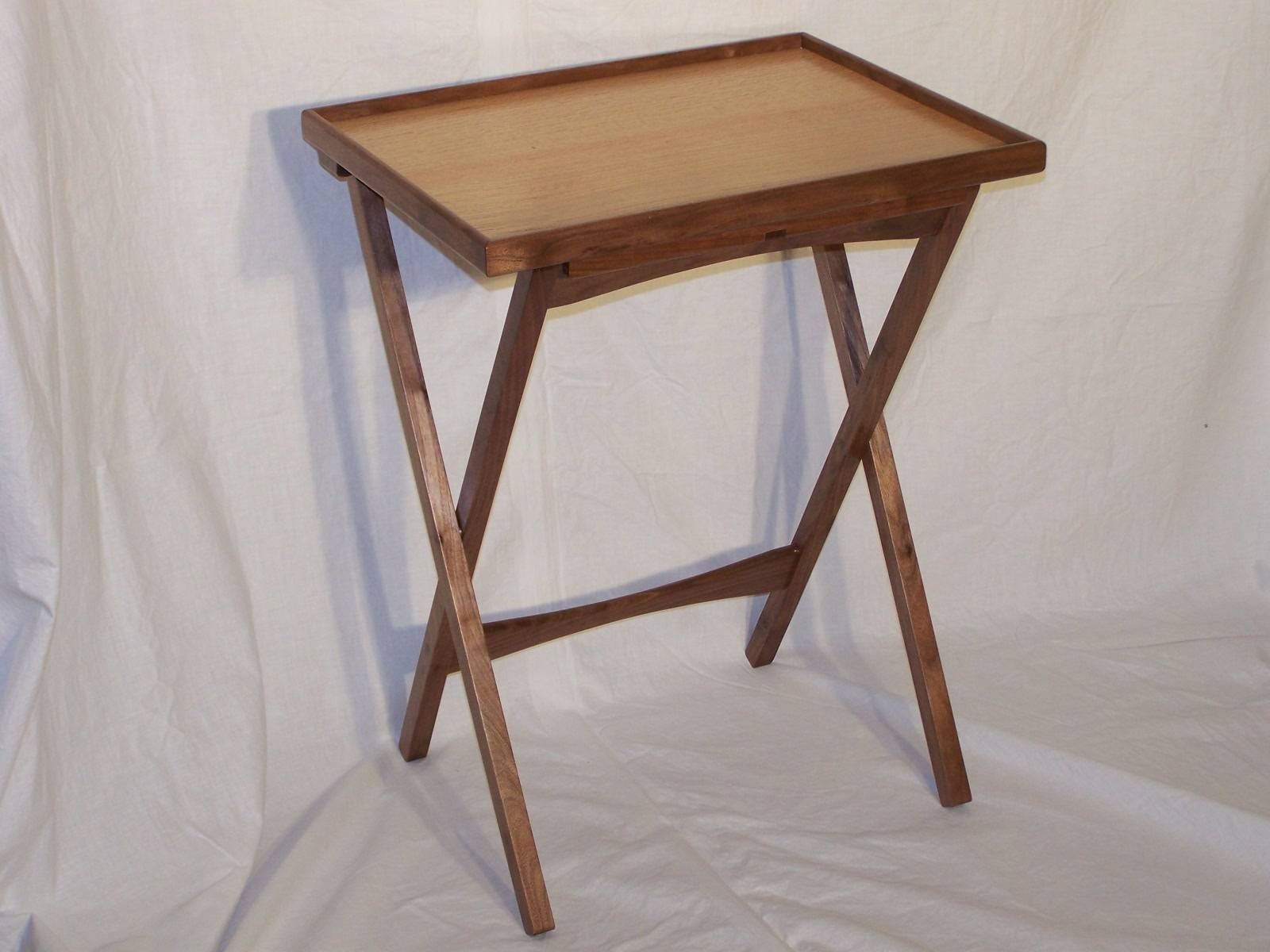 Wood Tv Tray Table With Folding Legs For Small Living Room Spaces Inside Folding Tv Trays With Stand (Photo 1 of 15)