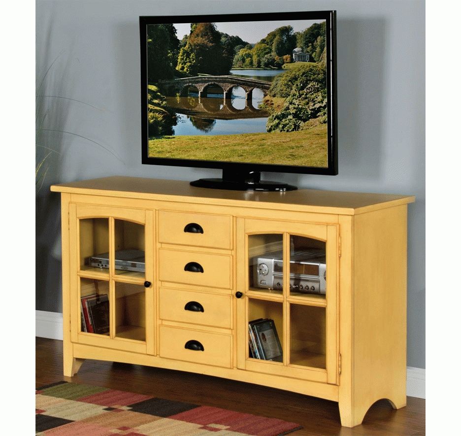Yellow Rustic Tv Console, Painted Yellow Tv Console, Yellow Tv Stand Inside Yellow Tv Stands (View 1 of 15)