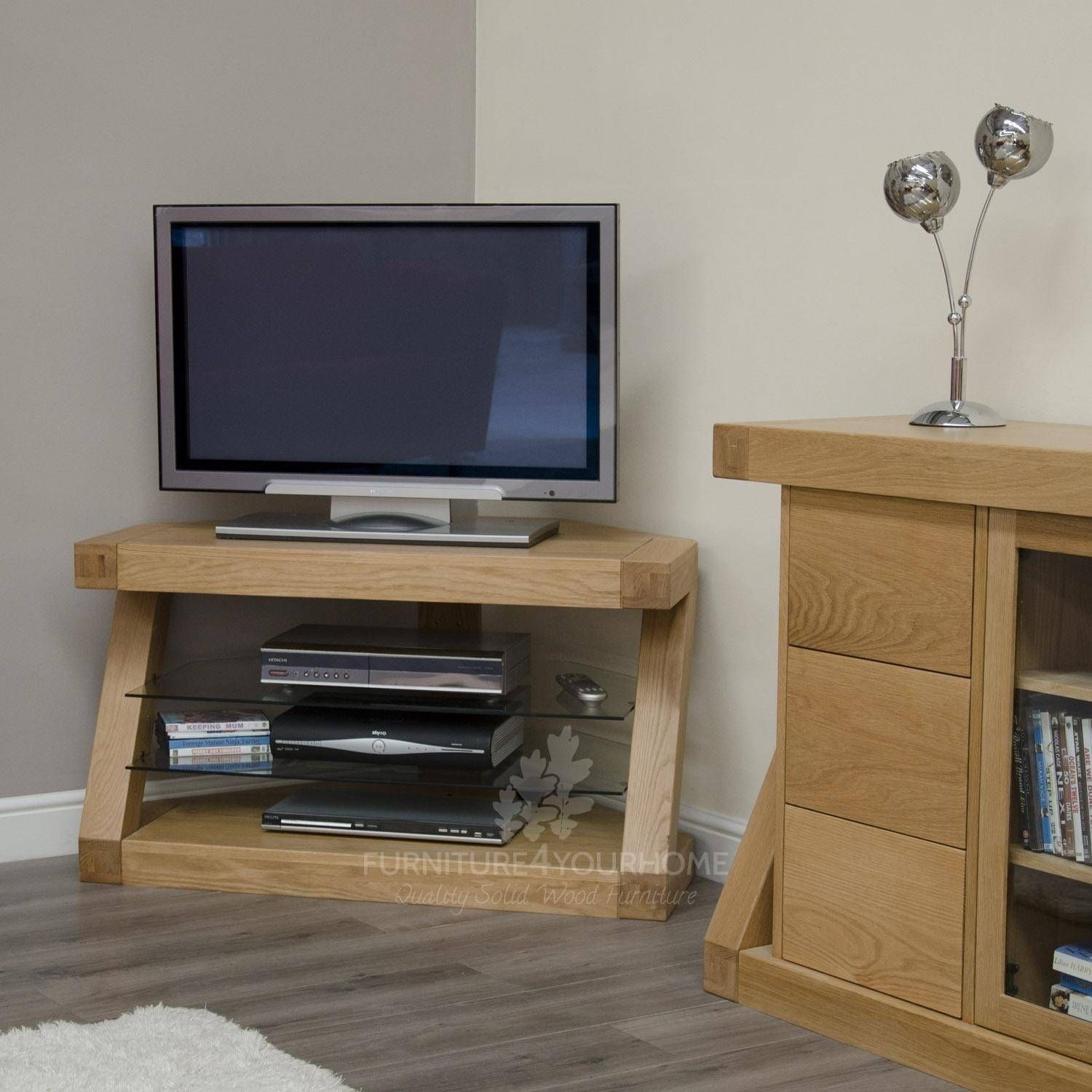 Z Solid Oak Designer Corner Tv Unit | Furniture4yourhome With Regard To Oak Tv Cabinets For Flat Screens (View 11 of 15)