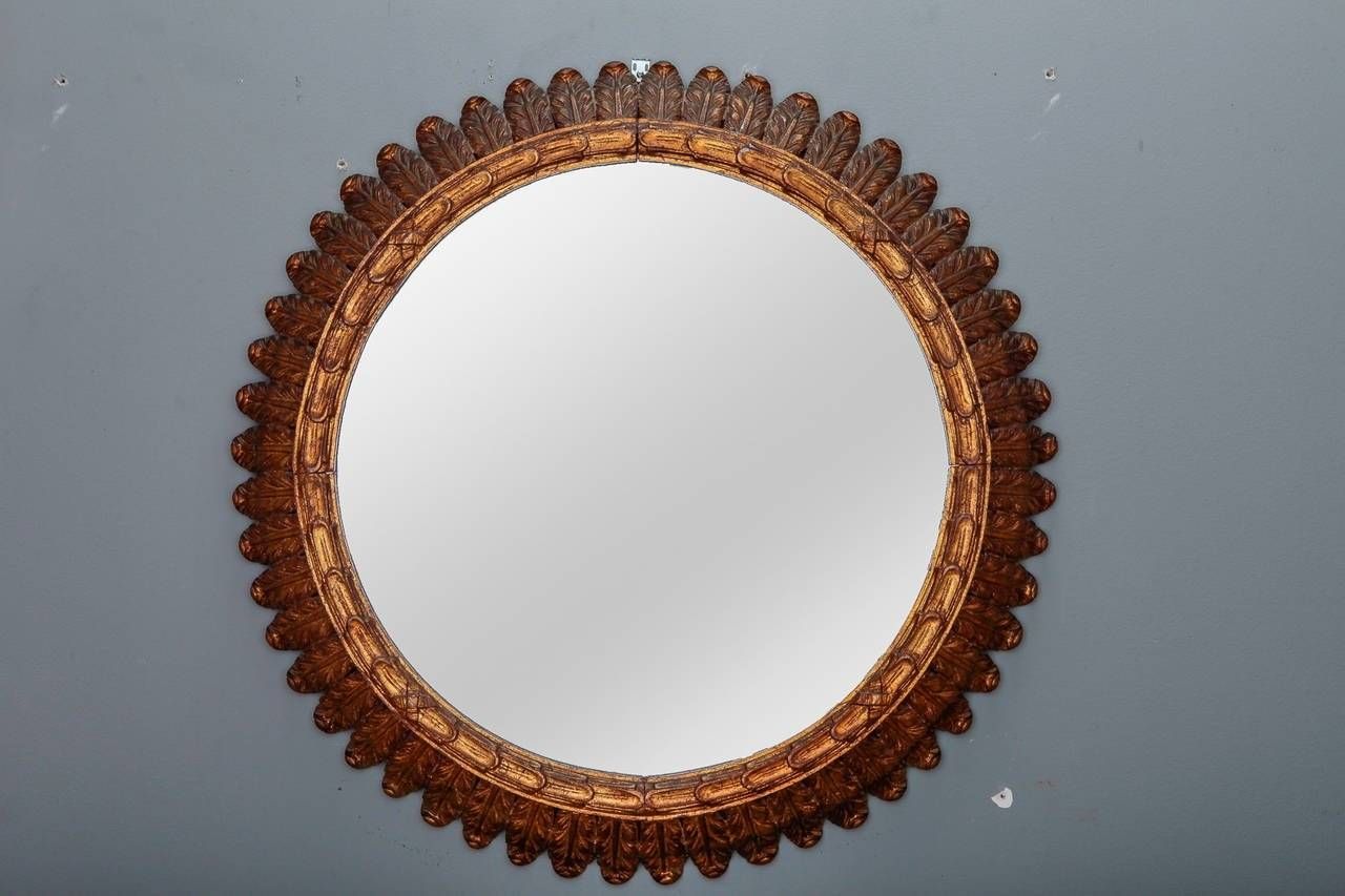 19th Century French Large Carved Gilt Wood Round Mirror At 1stdibs Throughout Round Gilt Mirrors (View 11 of 15)