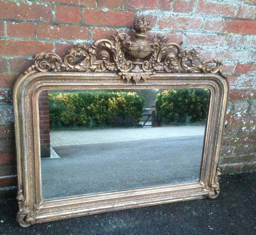 A Highly Unusual And Very Useful Size Early Antique 19th Century With Regard To French Gilt Mirrors (Photo 12 of 15)