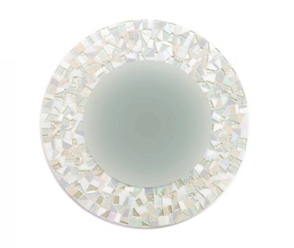 All White Mosaic Wall Mirror – : In Round Mosaic Wall Mirrors (Photo 5 of 15)