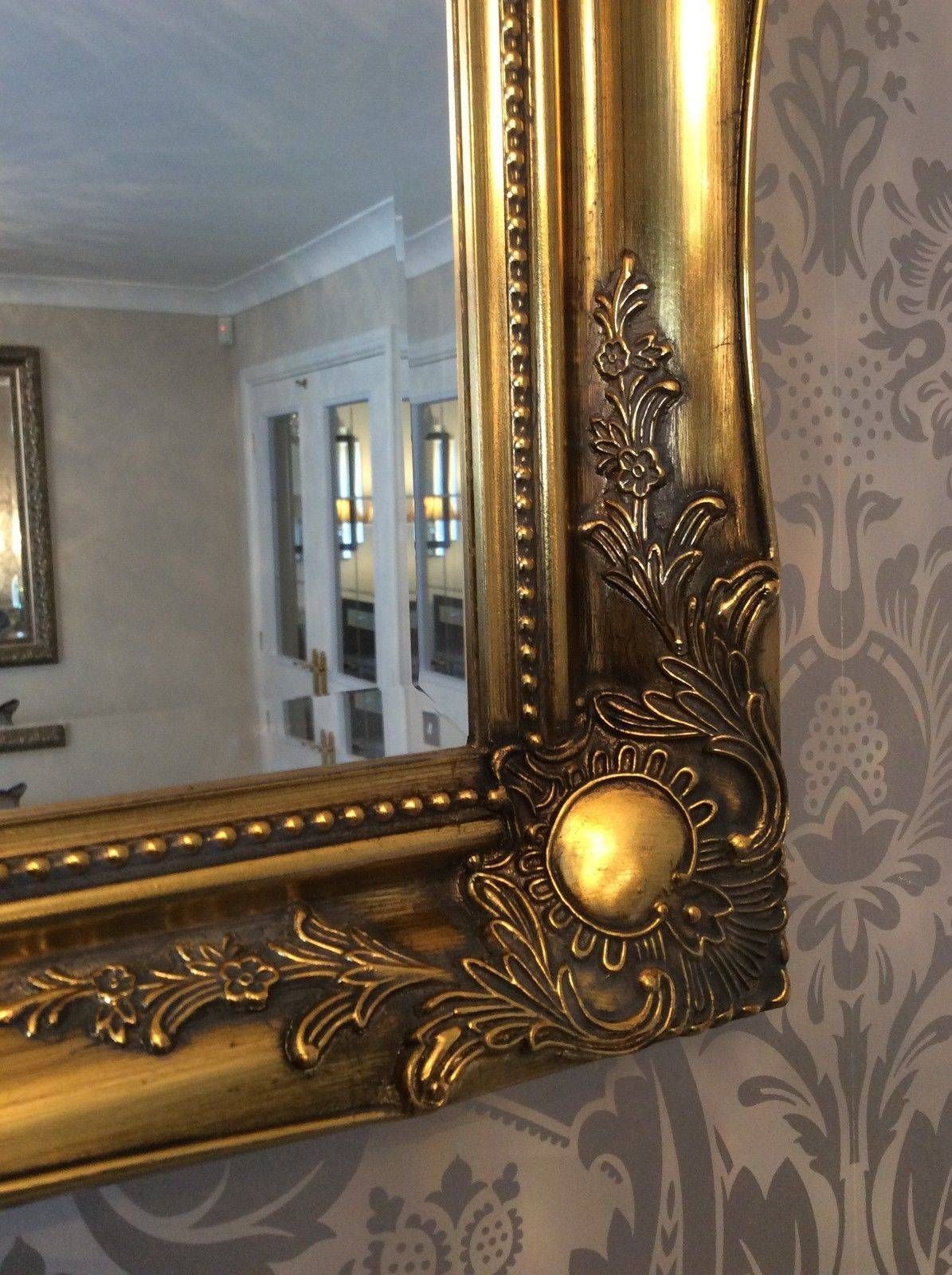 Antique Gold Shabby Chic Ornate Decorative Over Mantle Gilt Wall Intended For Shabby Chic Gold Mirrors (View 9 of 15)