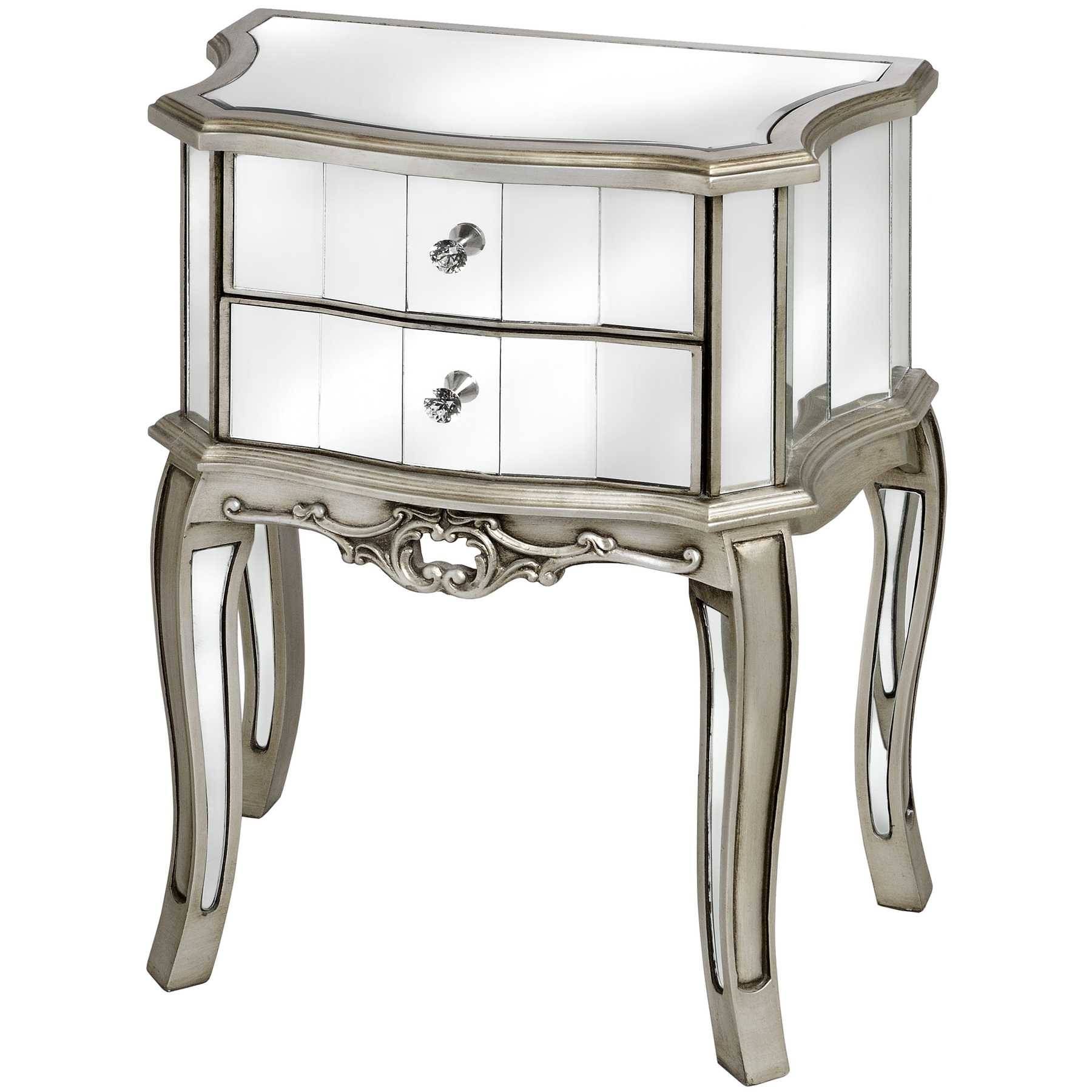 Argente Mirrored Two Drawer Bedside Table From Hill Interiors For Bedside Tables Antique Mirrors (View 2 of 15)