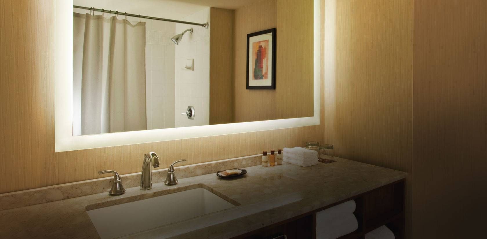 Bathroom Cabinets : Bathroom Mirrors Lighted Lighted Bathroom Throughout Large Illuminated Mirrors (View 4 of 15)