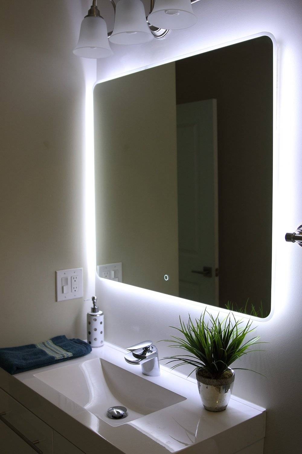 Bathroom Cabinets : Nice Windbay Backlit Led Light Bathroom Vanity In Large Illuminated Mirrors (Photo 1 of 15)