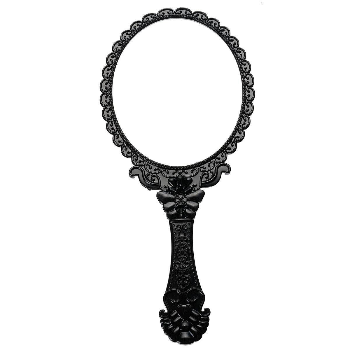 Black Floral Repousse Vintage Mirror Oval Hand Held Makeup Beauty Regarding Black Vintage Mirrors (View 10 of 15)