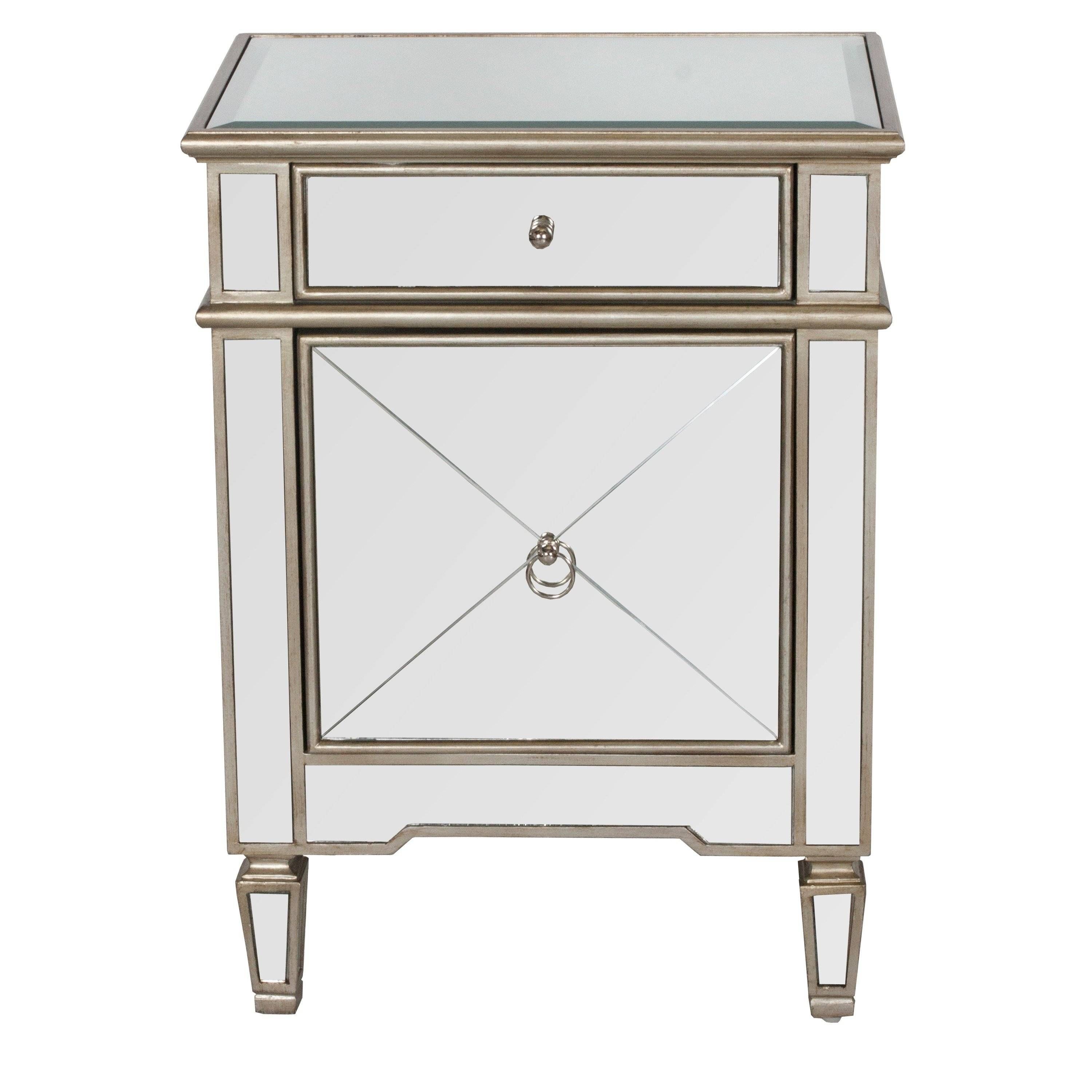 Claudette Silver Bedside Table | Regency Distribution With Regard To Bedside Tables Antique Mirrors (Photo 10 of 15)