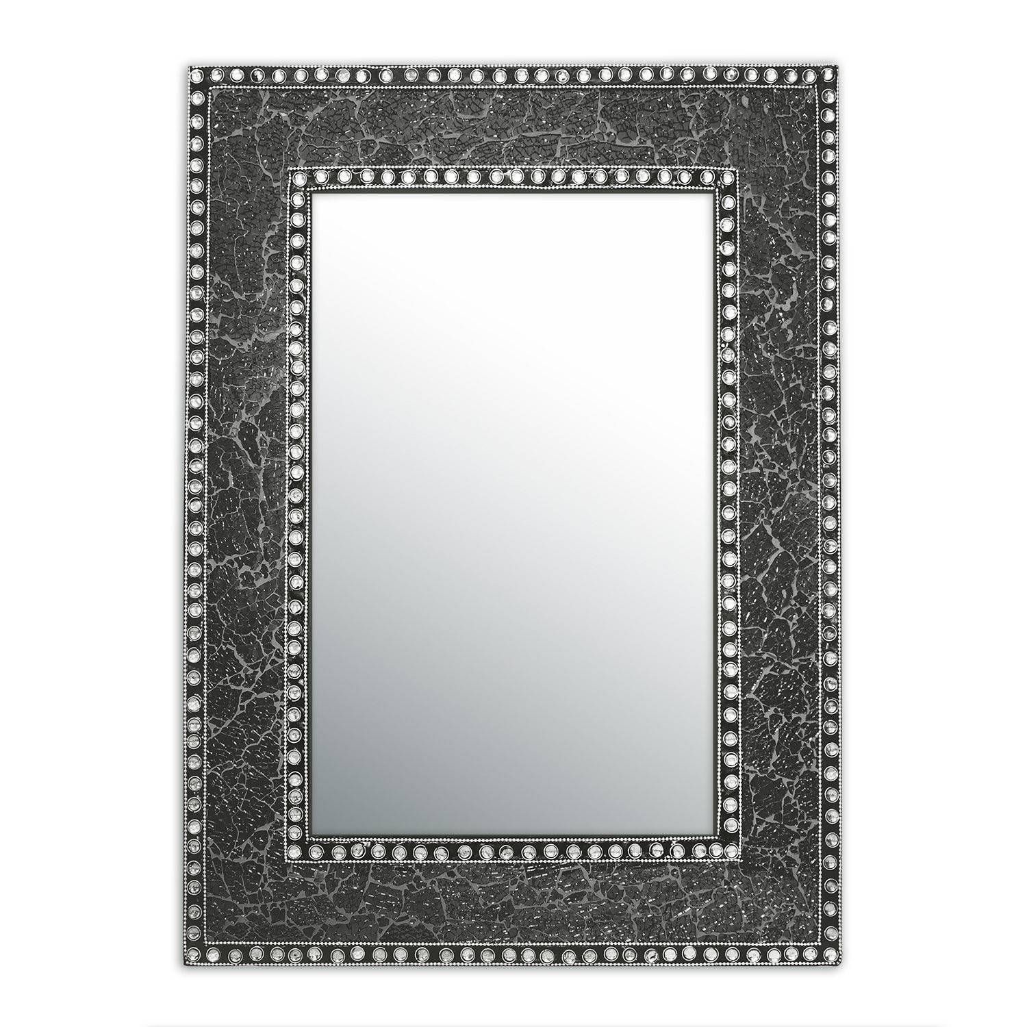 Decorshore 24" X 18" Crackled Glass Jewel Tone Framed Rectangular Intended For Black Mosaic Mirrors (Photo 7 of 15)