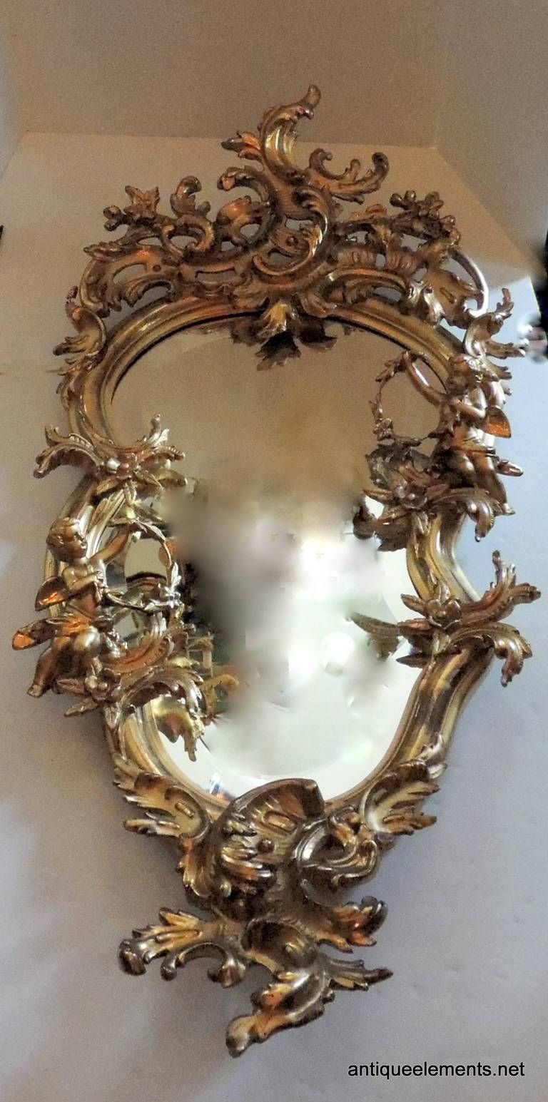 Extraordinary 19th Century French Carved And Gilt Cherub Rococo Within Roccoco Mirrors (View 4 of 15)