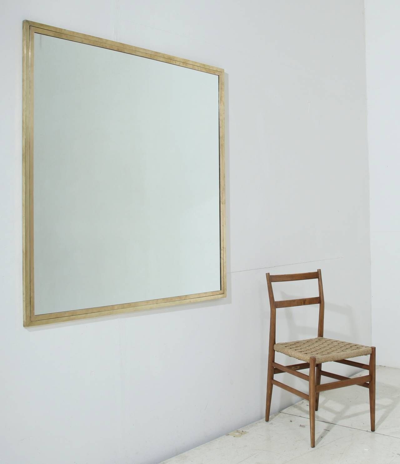 Home Decor: Home Decoration With Side Chair And Large Wall Mirror Regarding Large Square Mirrors (View 6 of 15)