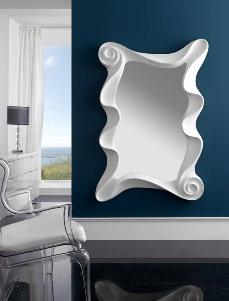 Large Modern Contemporary Mirror In Silver Finish Intended For Contemporary White Mirrors (View 1 of 15)