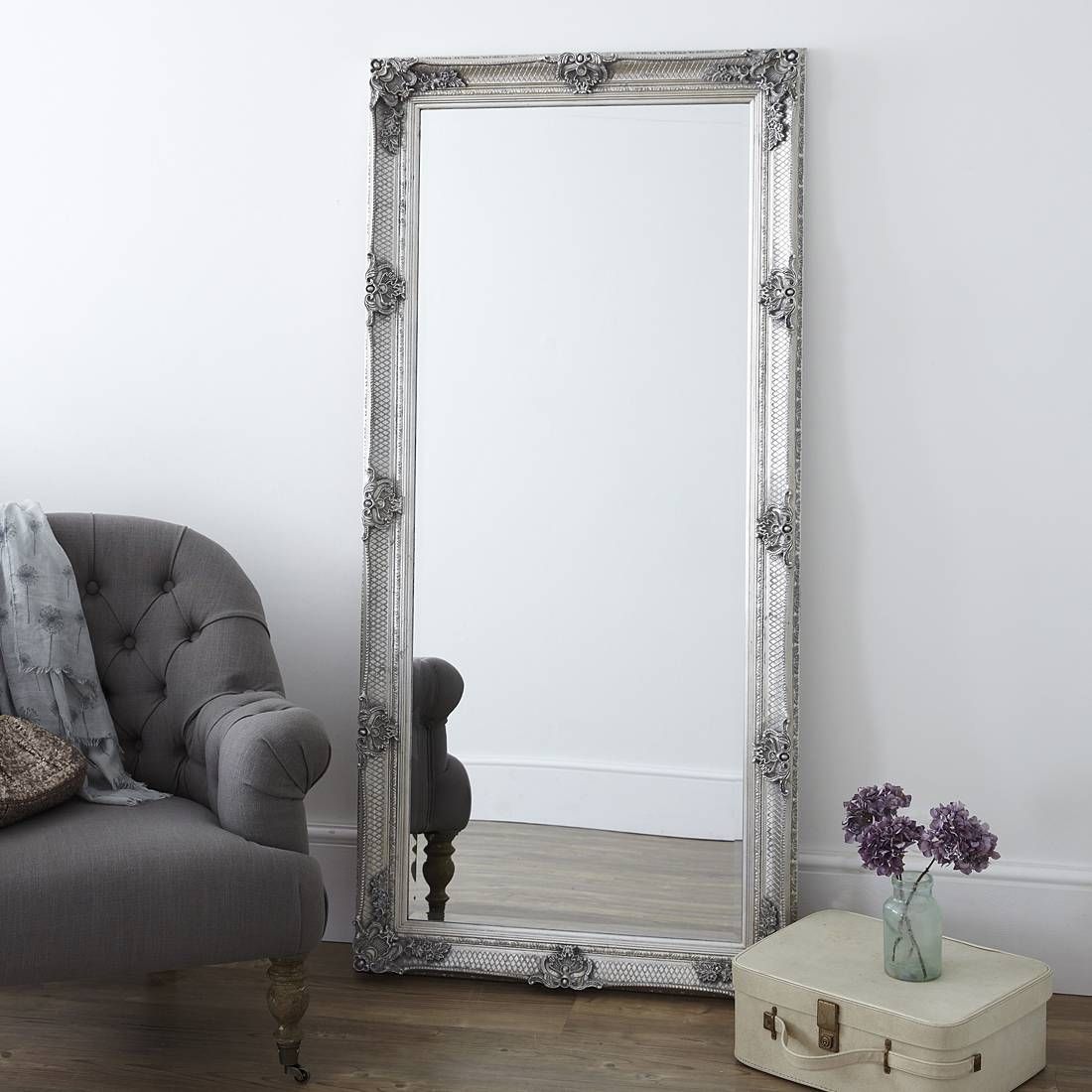 Mirror : Decorative Silver Leaner Mirror Amazing Vintage Full Within Vintage Floor Length Mirrors (Photo 3 of 15)