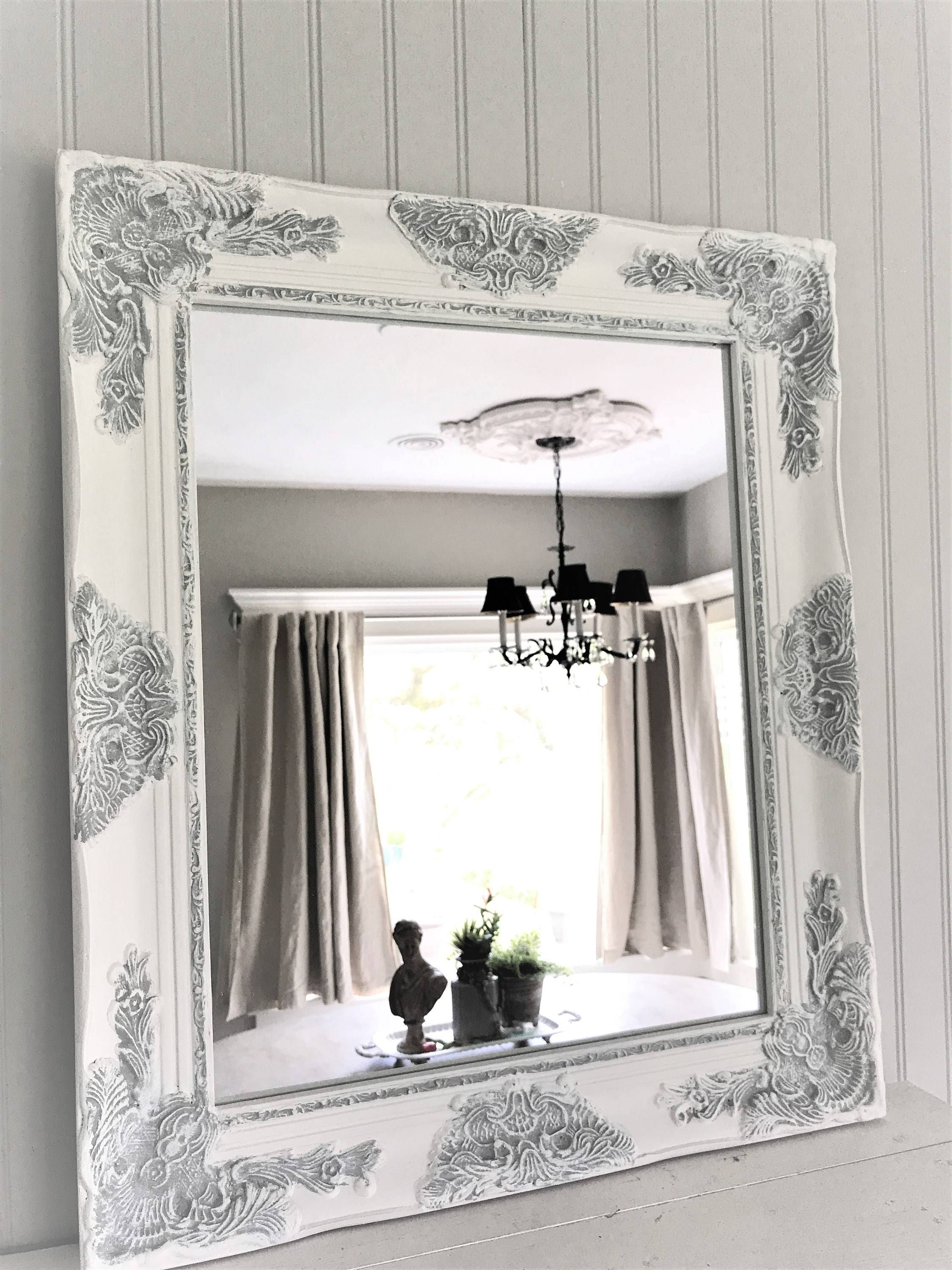 Mirror : Stunning White Distressed Mirror Shabby Chic Living Room With Regard To Shabby Chic White Distressed Mirrors (View 3 of 15)