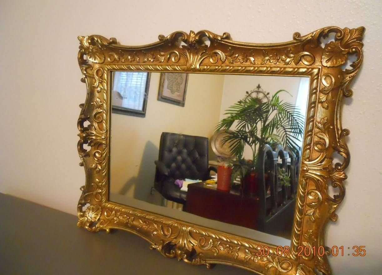 Mirror : Vintage Gold Framed Mirror Small Oval Mirror Ornate Gold Pertaining To Vintage Gold Mirrors (View 3 of 15)