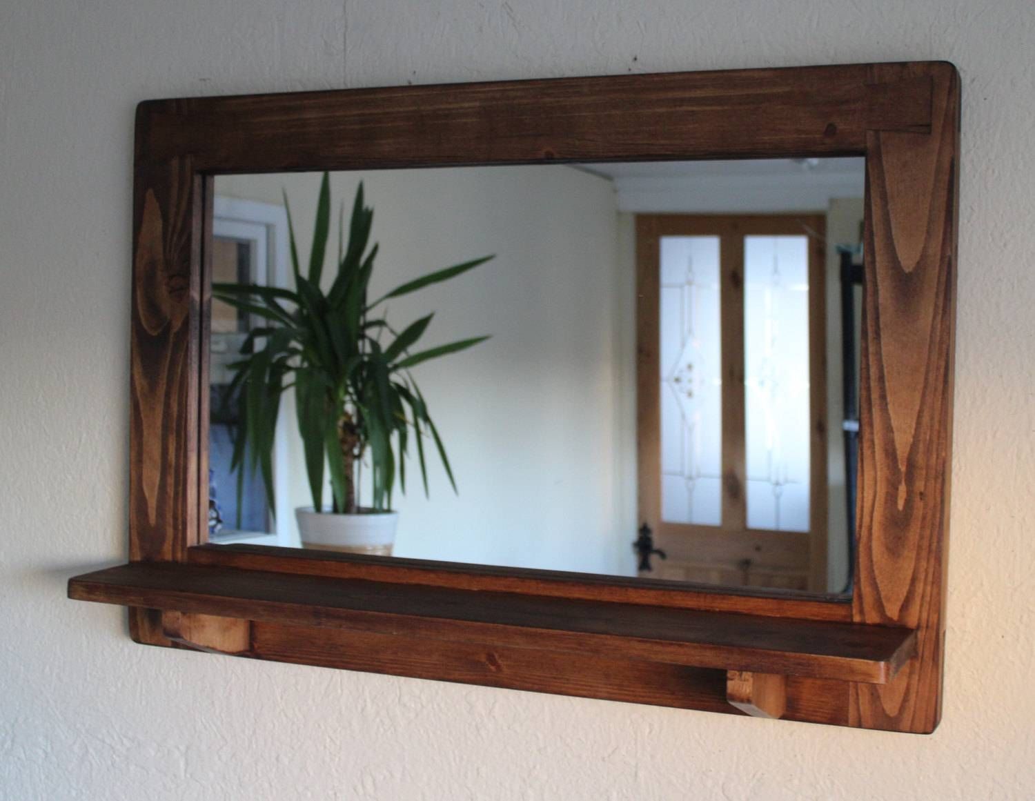 Mirror With Inbuilt Shelf Wood Natural & Eco Friendly Dark Intended For Wooden Mirrors (Photo 5 of 15)