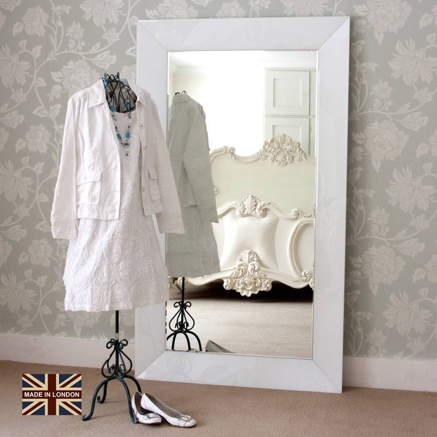 Modern White Glass Mirrordecorative Mirrors Online For Contemporary White Mirrors (View 3 of 15)