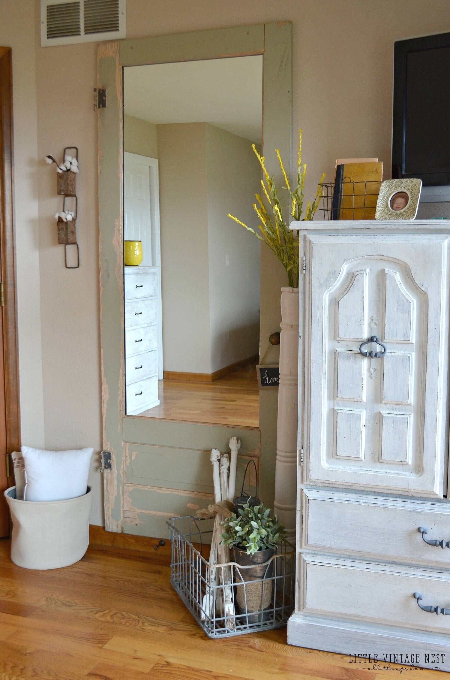 Old Door Turned Full Length Mirror – Little Vintage Nest Regarding Vintage Floor Length Mirrors (View 13 of 15)