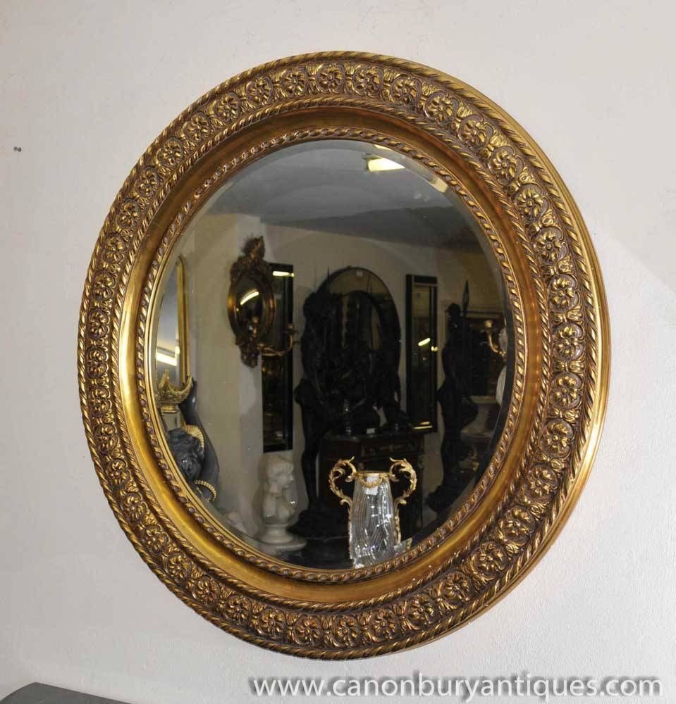 Round Victorian Gilt Mirror Carved Frame Glass Mirrors With Regard To Round Gilt Mirrors (View 3 of 15)