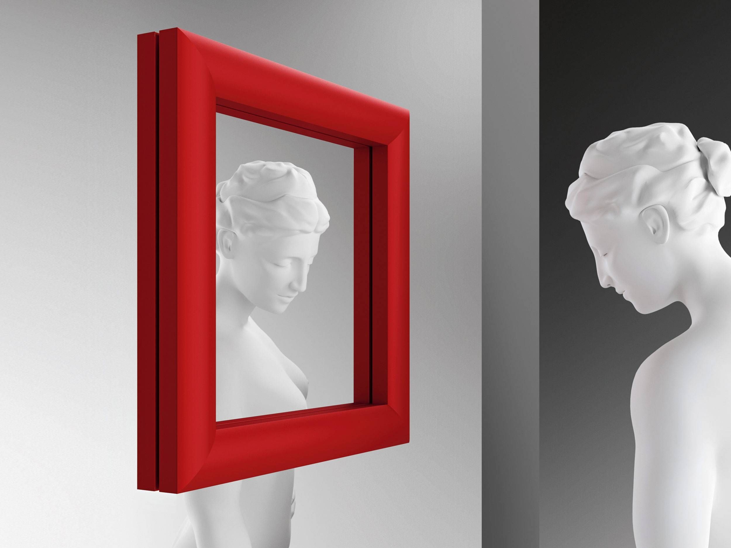 Small Wall Mirror With An Internal Wooden Frame | Glassdomain In Red Wall Mirrors (View 1 of 15)