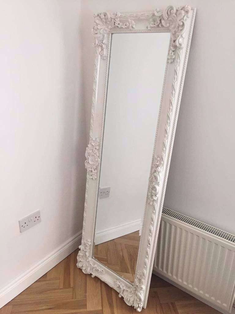 Vintage Style White Freestanding Ornate Long Full Length Mirror Pertaining To Vintage Floor Length Mirrors (Photo 1 of 15)