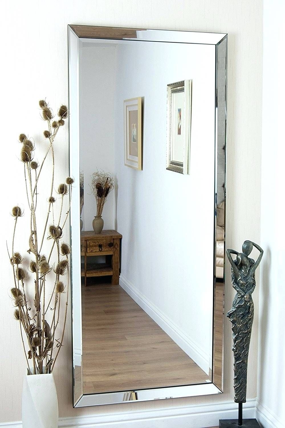 Wall Mirrors ~ Style Selections Silver Beveled Wall Mirror Long Regarding Long Silver Mirrors (Photo 1 of 15)