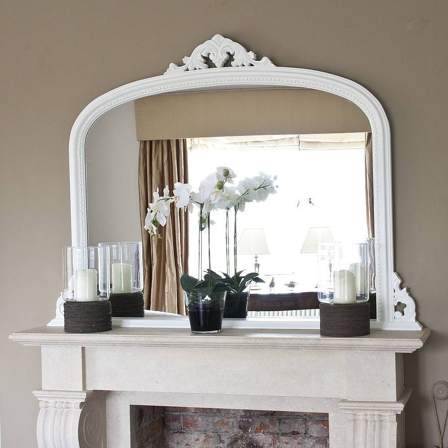 White Beaded Edge Overmantel Fireplace Mirrordecorative Regarding Mantlepiece Mirrors (Photo 1 of 15)