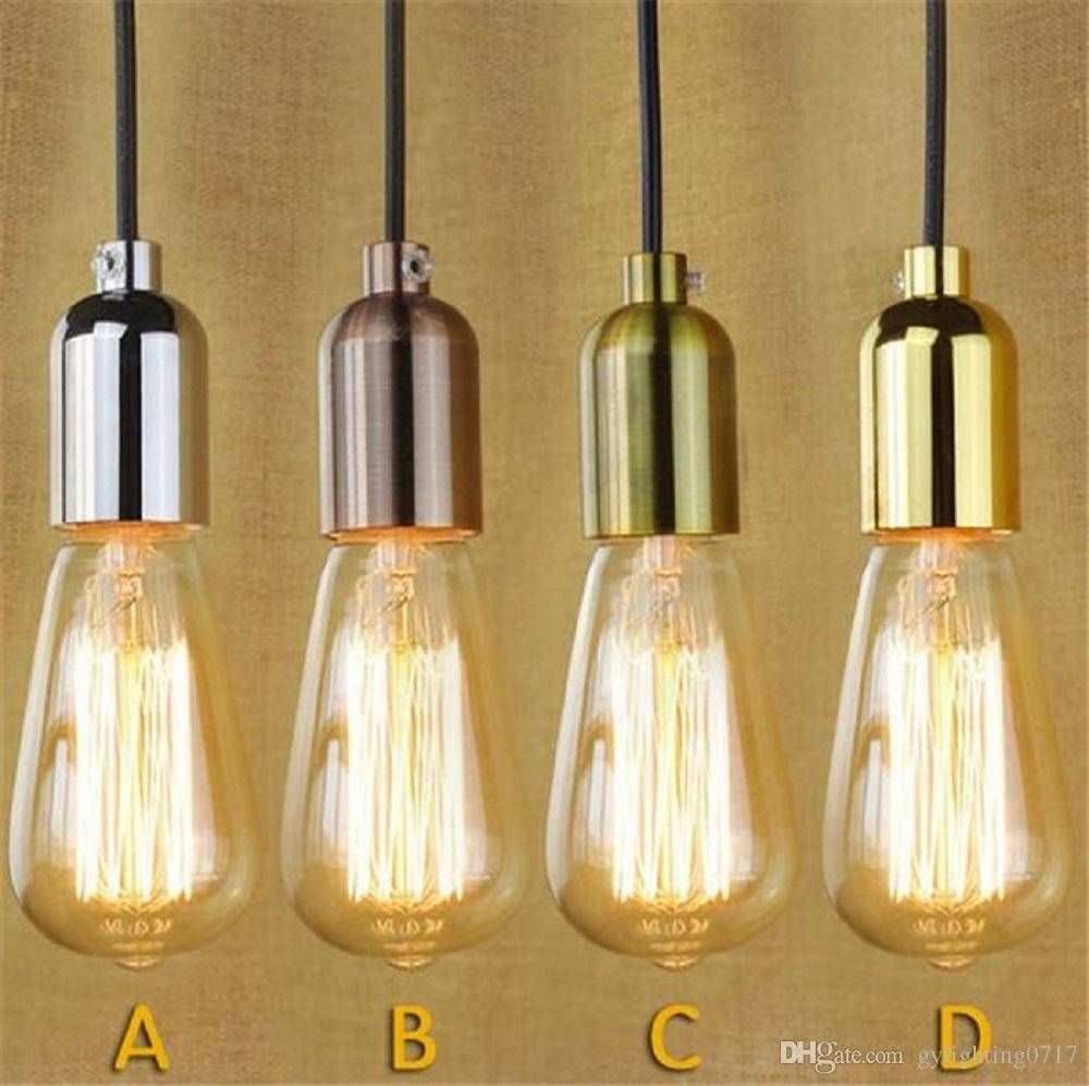 110v 220v Retro Edison Bulb Holder E27 Socket Antique Brass Lamp Within Glass Pendant Lights With Edison Bulbs (Photo 11 of 15)