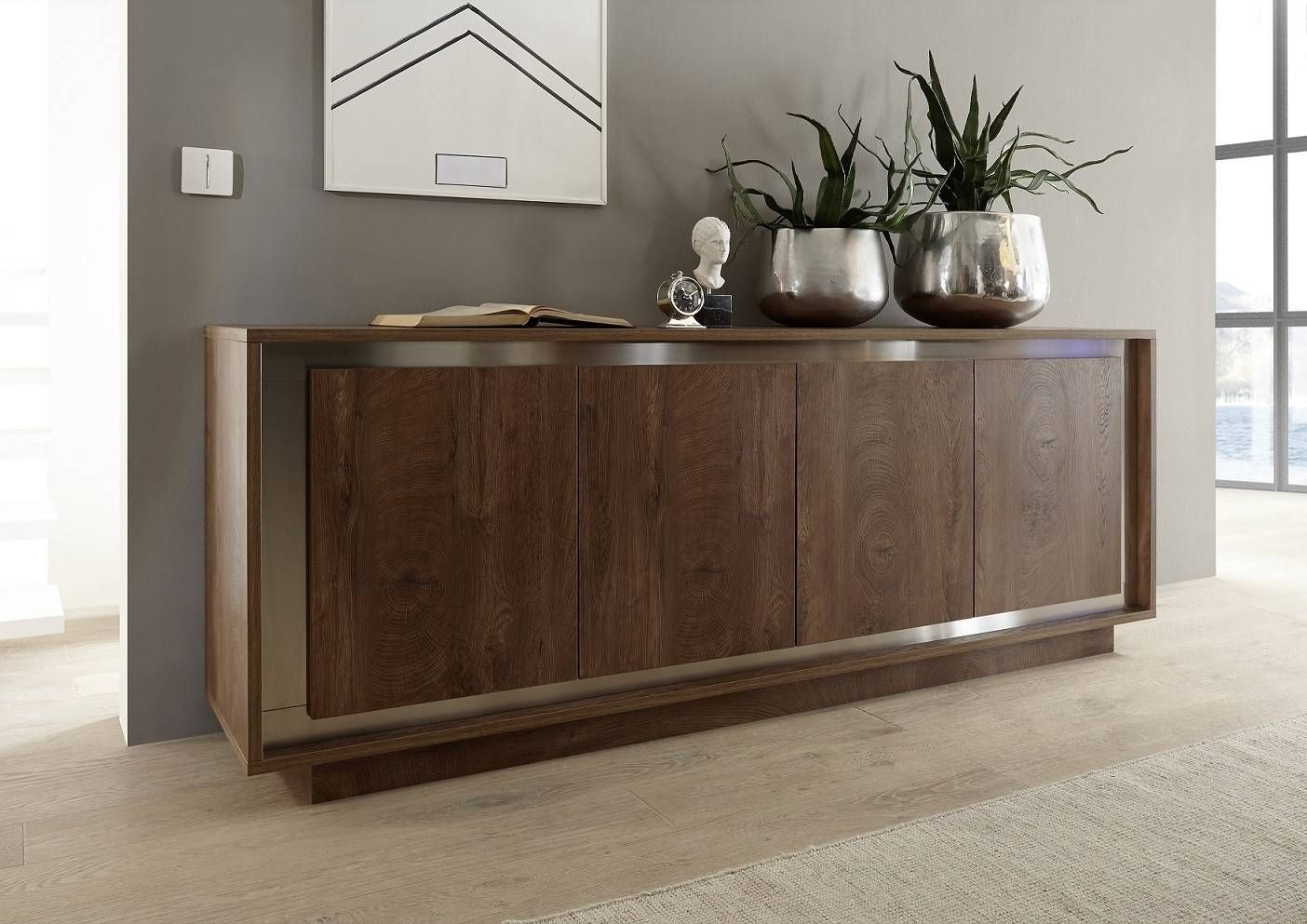 Amber Modern Sideboard In Oak Cognac Finish With Inlays Pertaining To Bespoke Sideboards (View 5 of 15)