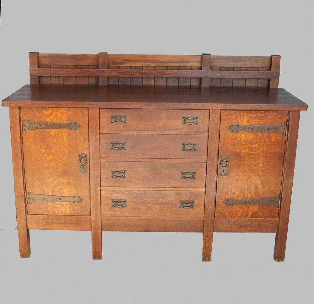 Antique Rare Gustav Stickley Eight Legged Mission Oak Sideboard Pertaining To Mission Sideboards (Photo 1 of 15)