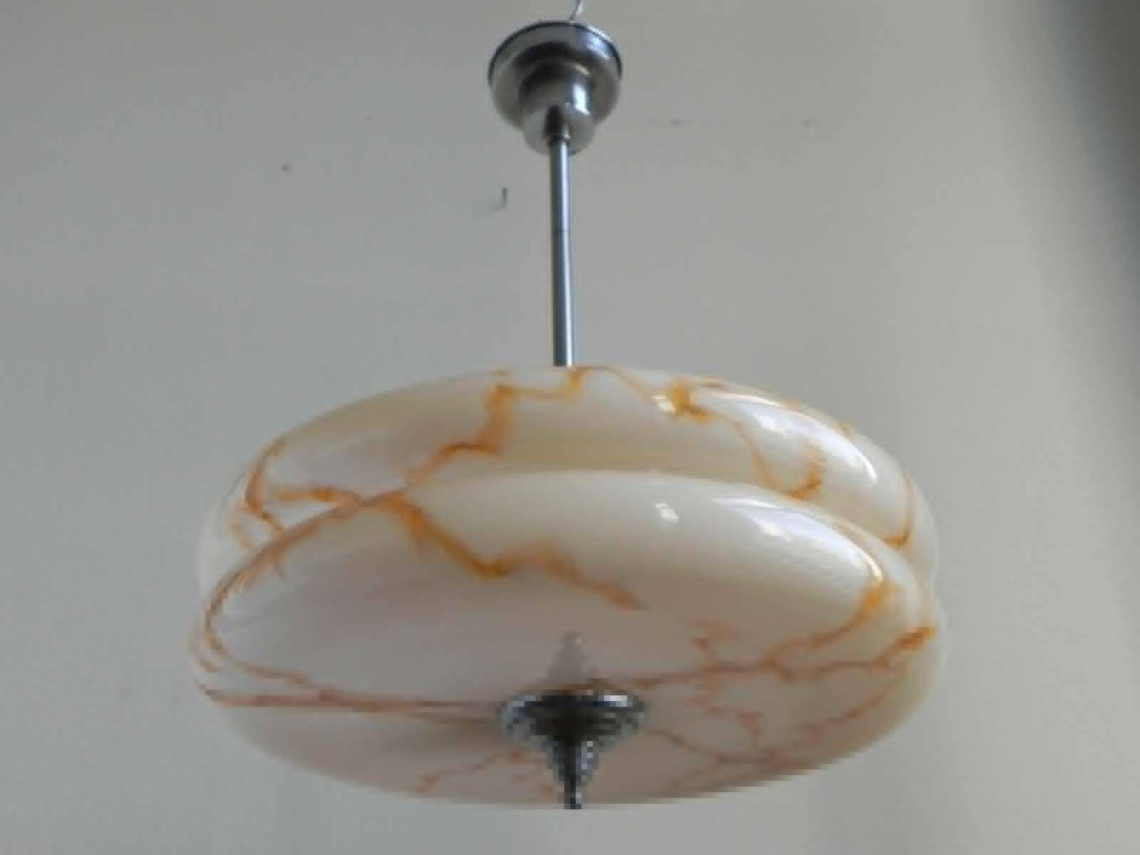 Art Deco Pendant Lamp With Marbled Glass Bowl﻿ For Sale At Pamono With Regard To Glass Bowl Pendant Lights (Photo 8 of 15)