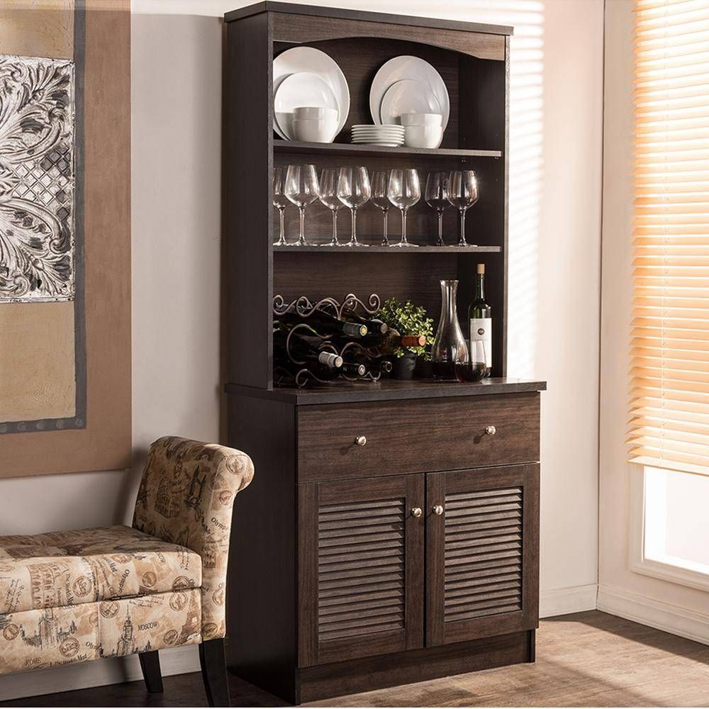 Baxton Studio Agni Dark Brown Wood Buffet With Hutch 28862 6493 Hd Pertaining To Sideboards And Hutches (View 10 of 15)