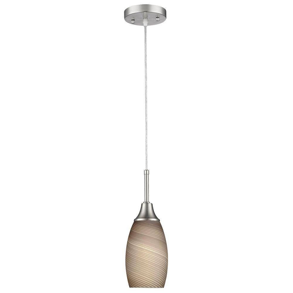Beldi Peak Collection 1 Light Nickel Pendant With Brown Glass 1935 Inside White Mini Pendant Lights (View 13 of 15)