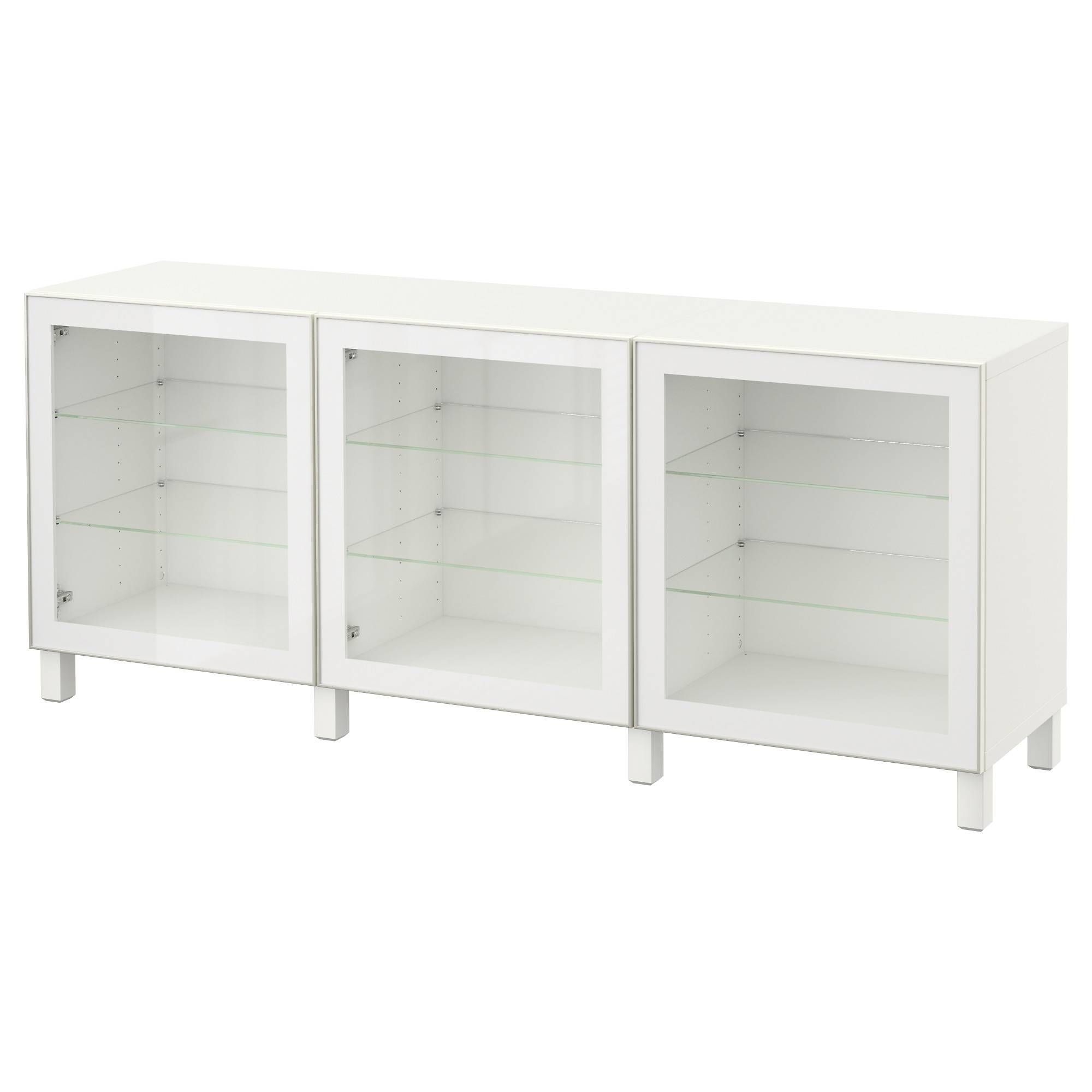 Bestå Storage Combination With Doors White/glassvik White Clear Inside White Gloss Ikea Sideboards (View 4 of 15)